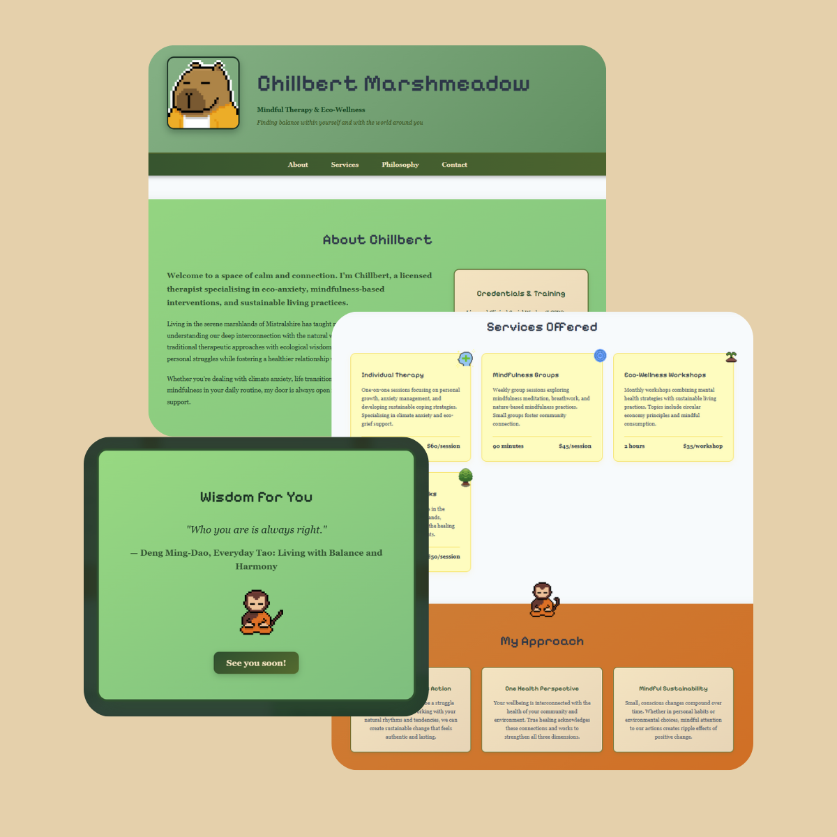 Chillbert Therapy website mockup