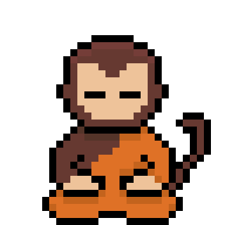 Monk-ey the meditating monkey pixel art character
