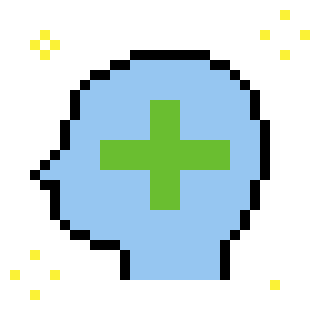 Individual Therapy pixel art icon — head silhouette with green cross