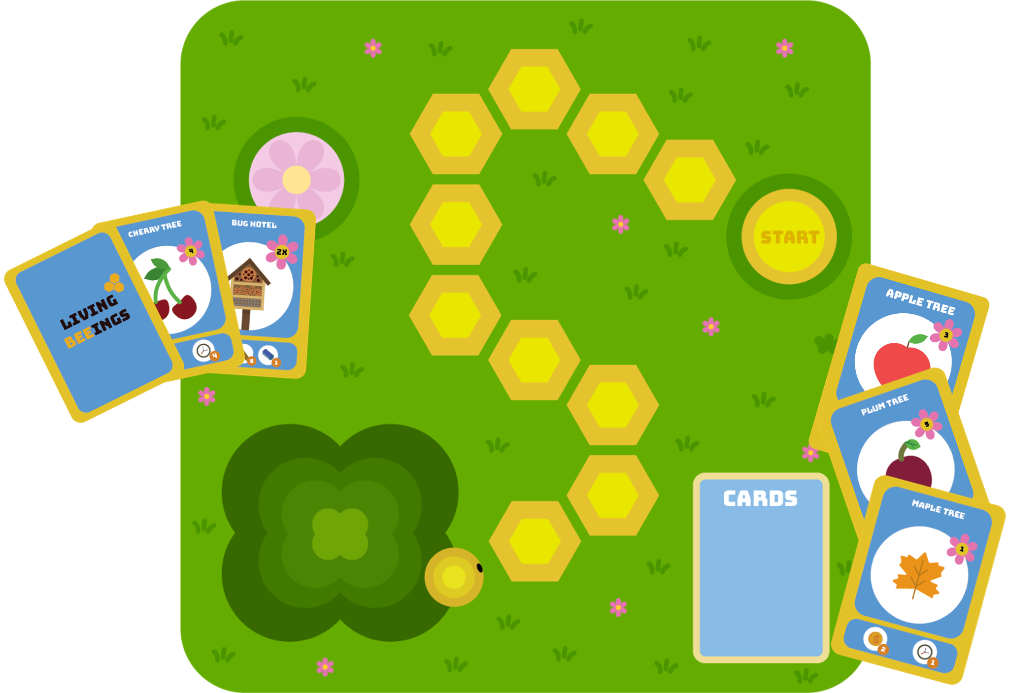 Living Beeings board and cards