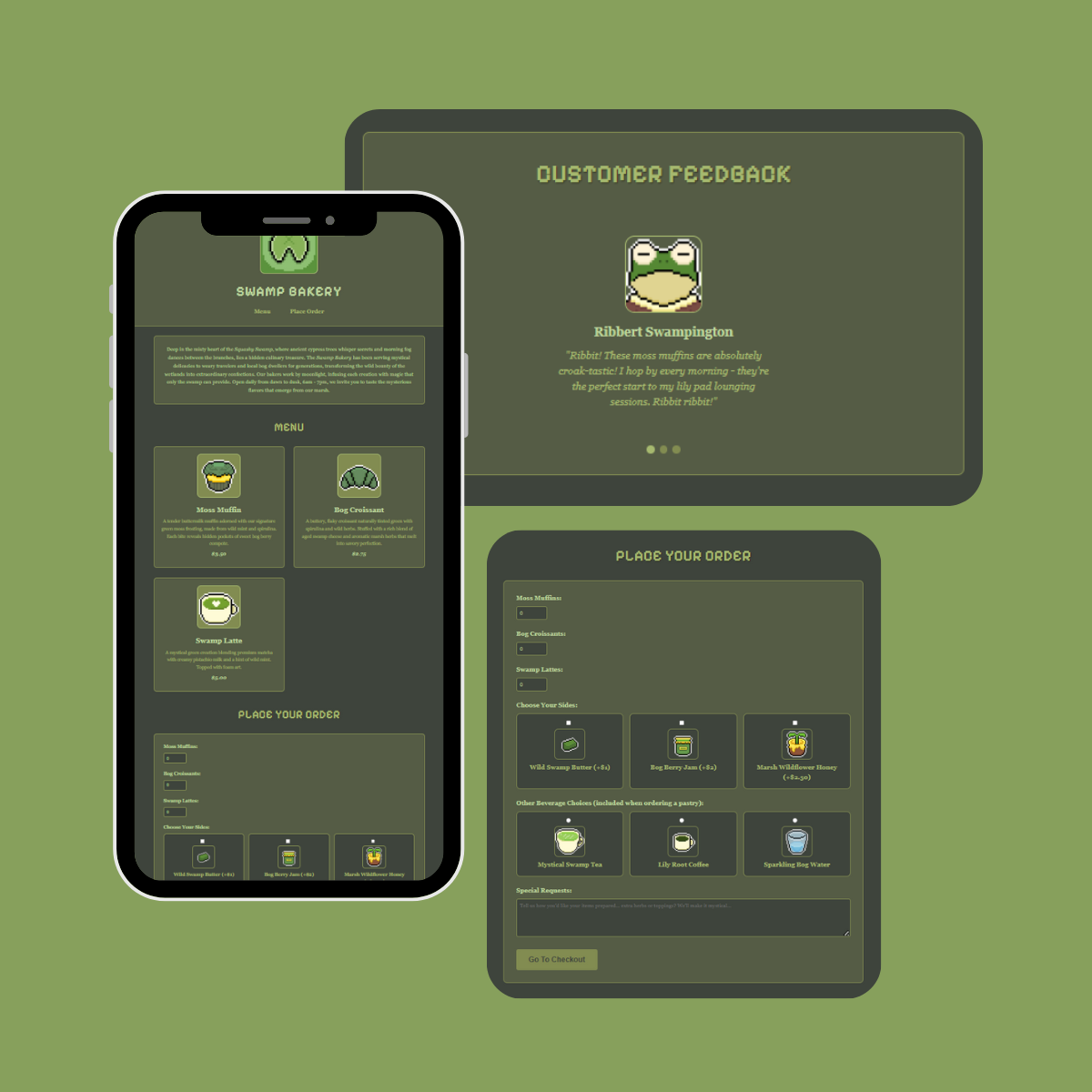 Swamp Bakery website mockup