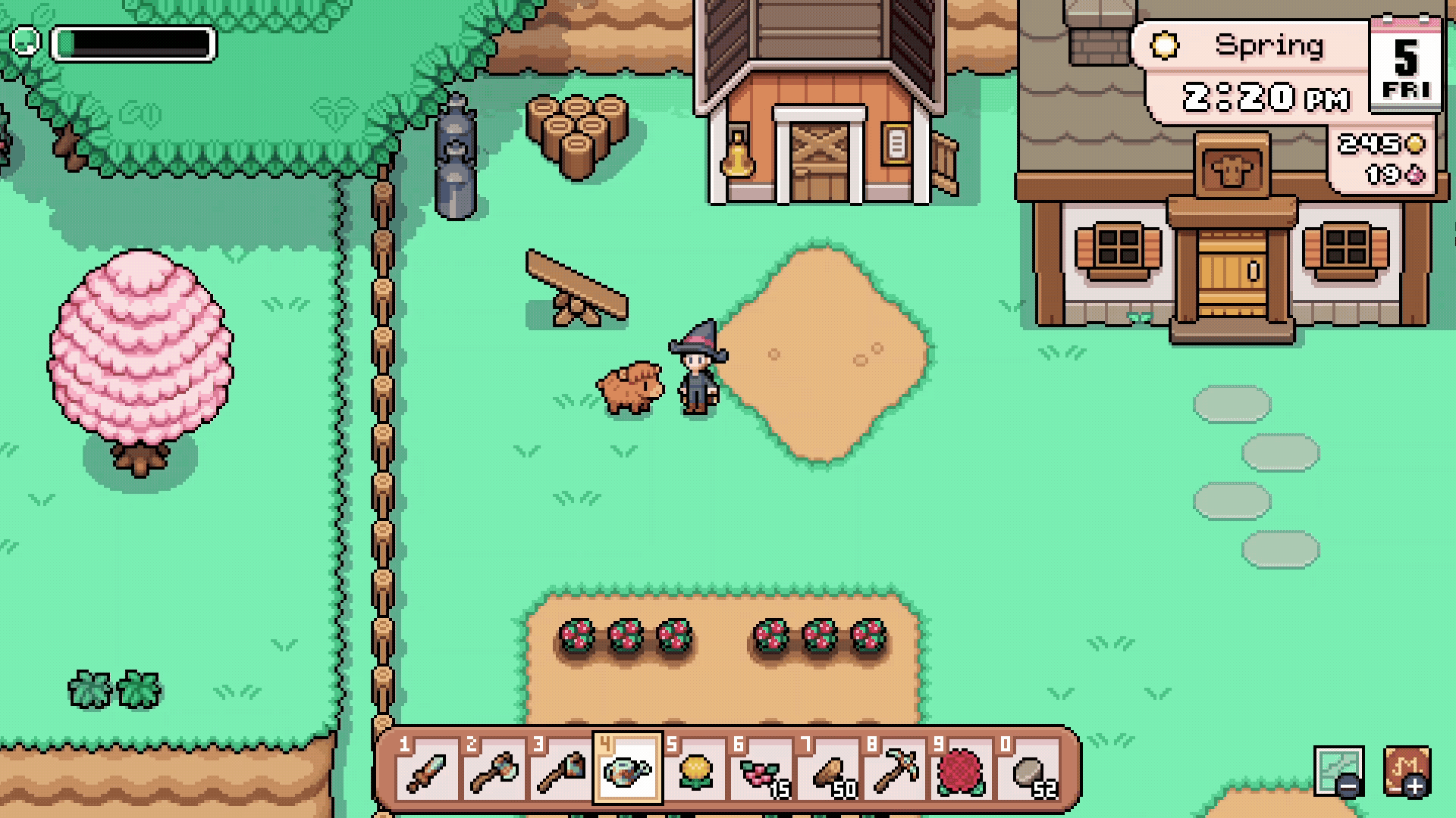 Interacting with livestock in Fields of Mistria.
