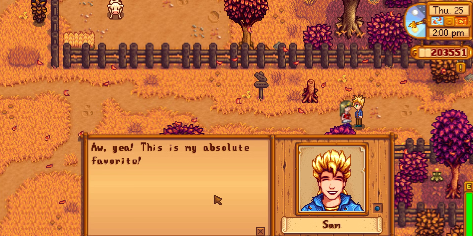 Sam receives a great gift in Stardew Valley (2016).