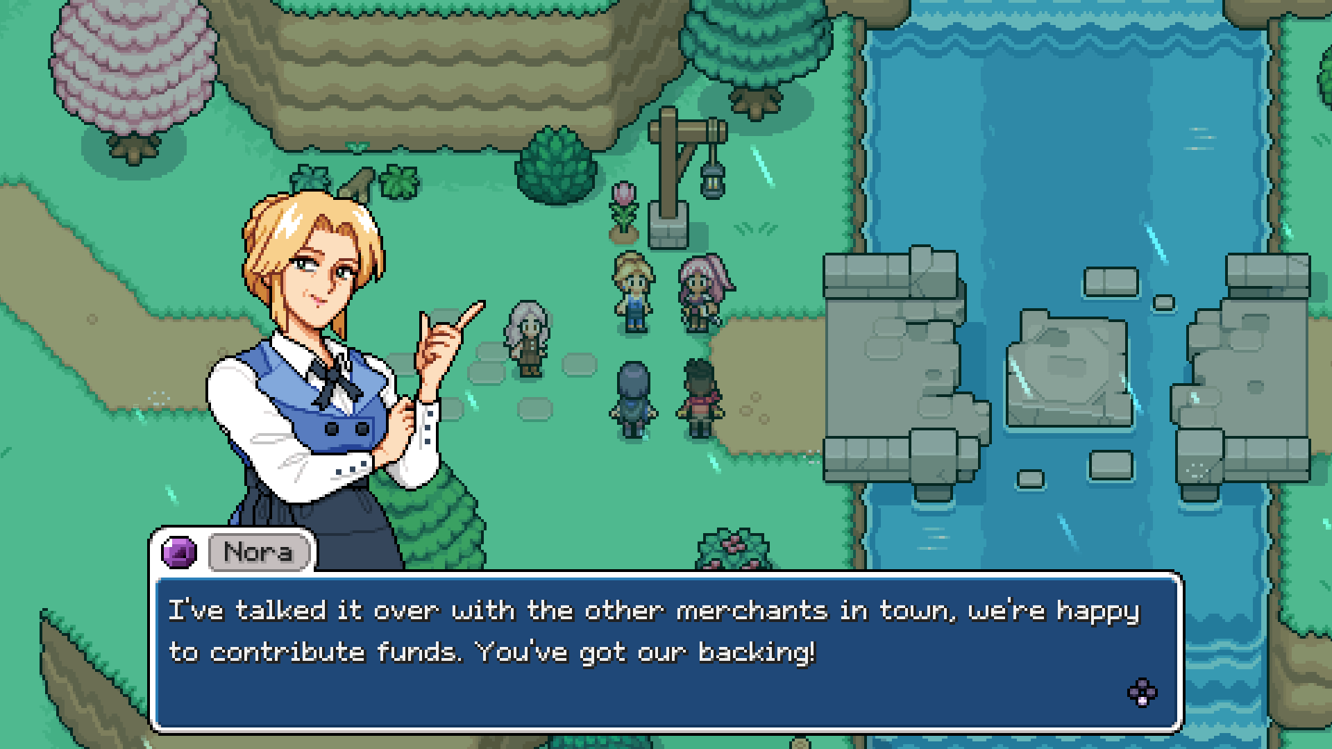 Nora steps in to pay for the town repairs.
