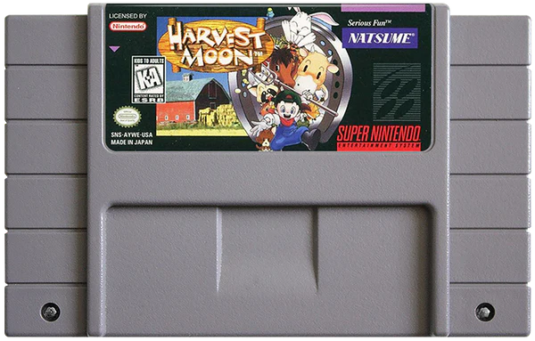 The cartridge for the very first Harvest Moon game.
