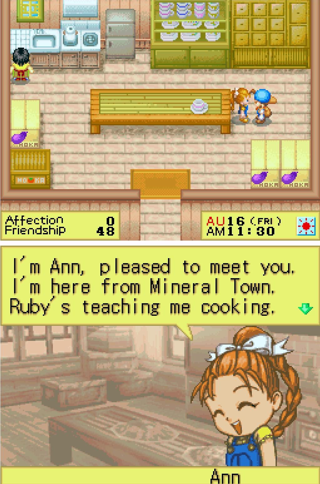 Meeting Ann in Harvest Moon DS (2005).