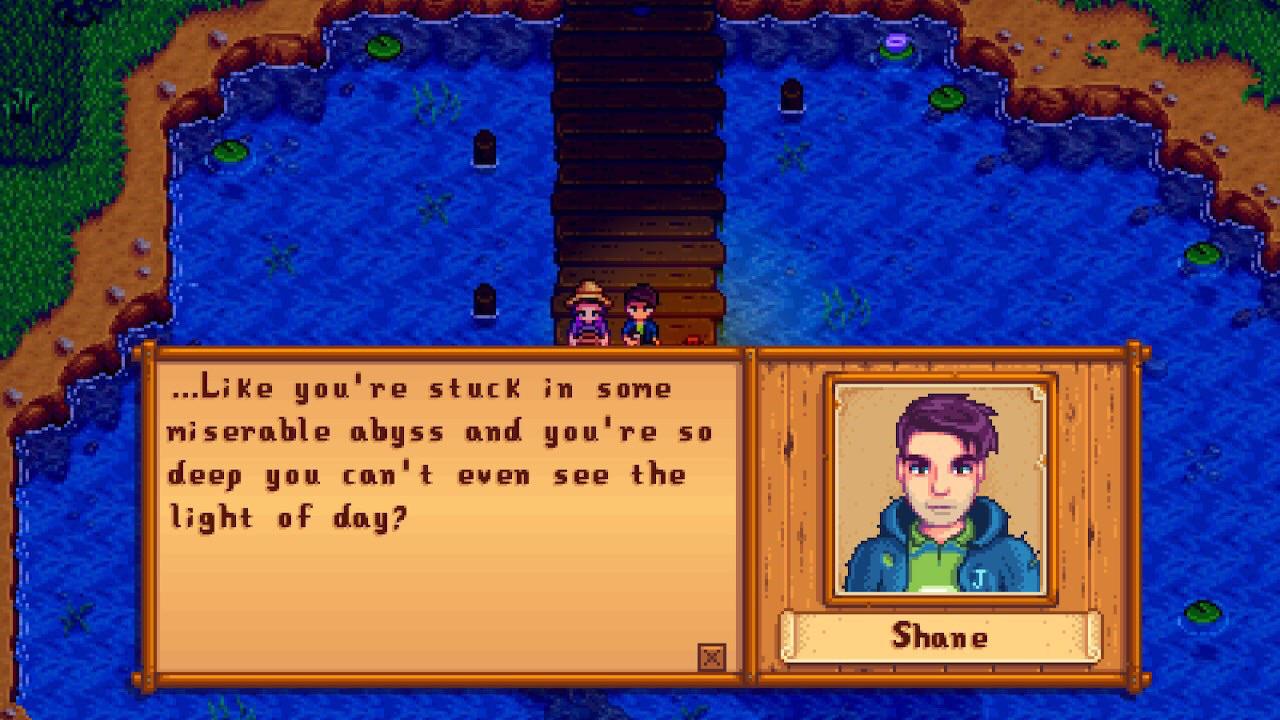 Shane discusses his depression with the player.