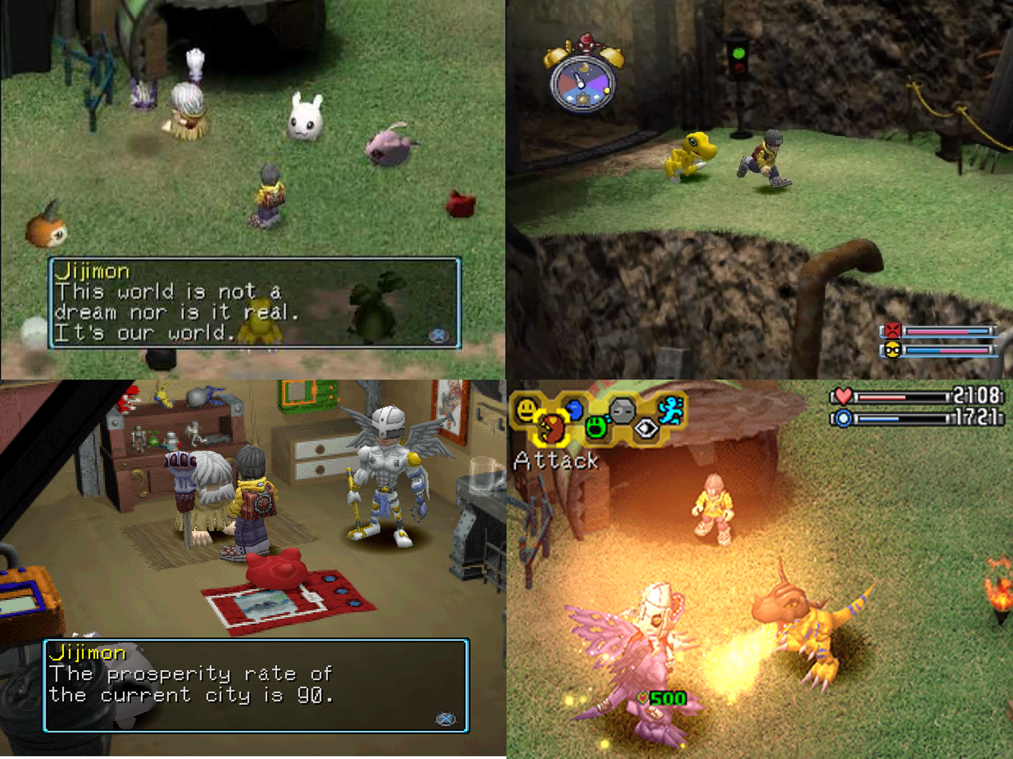 Screenshots from Digimon World (1999).