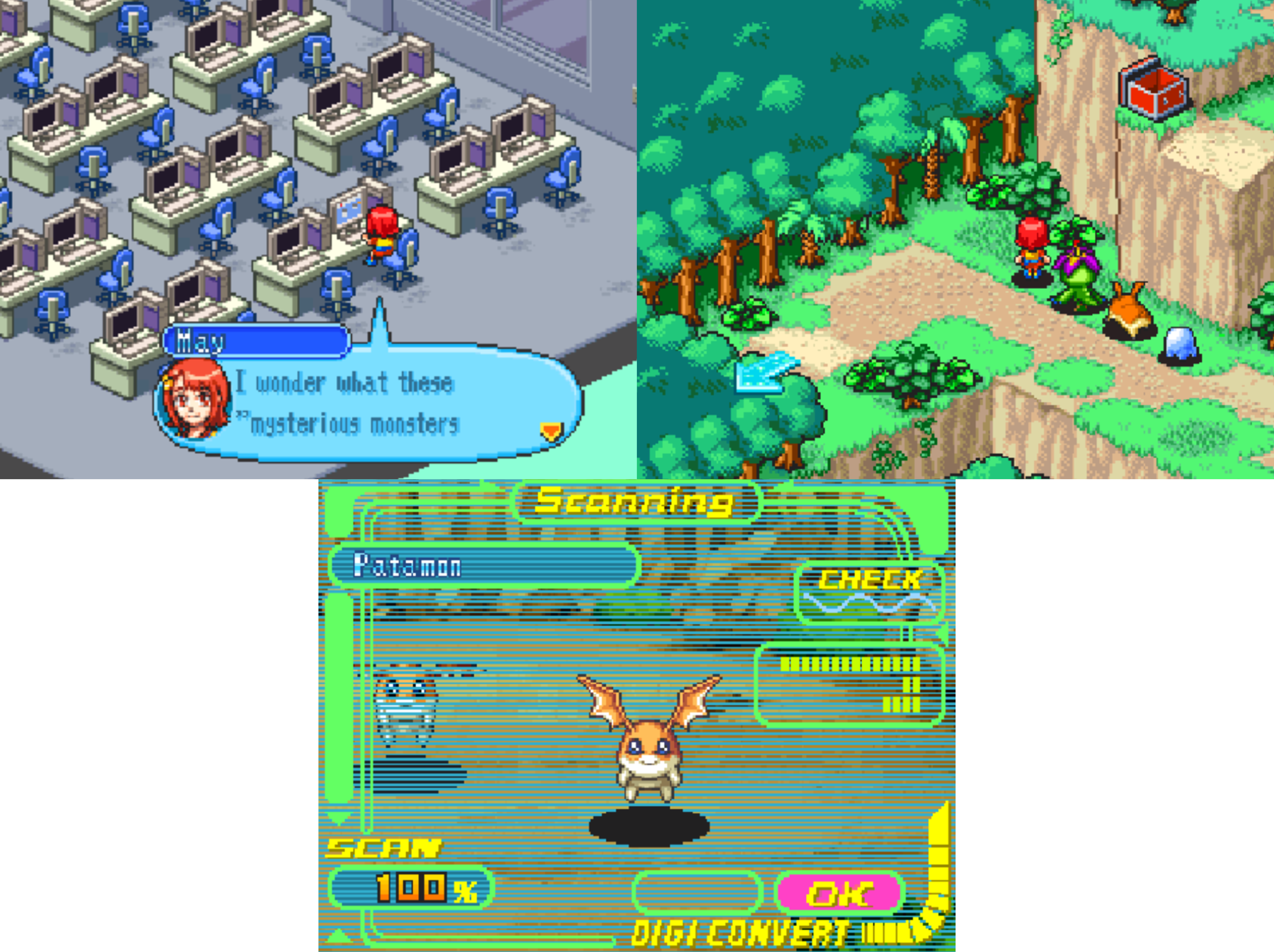 Screenshots from Digimon Story DS (2006).