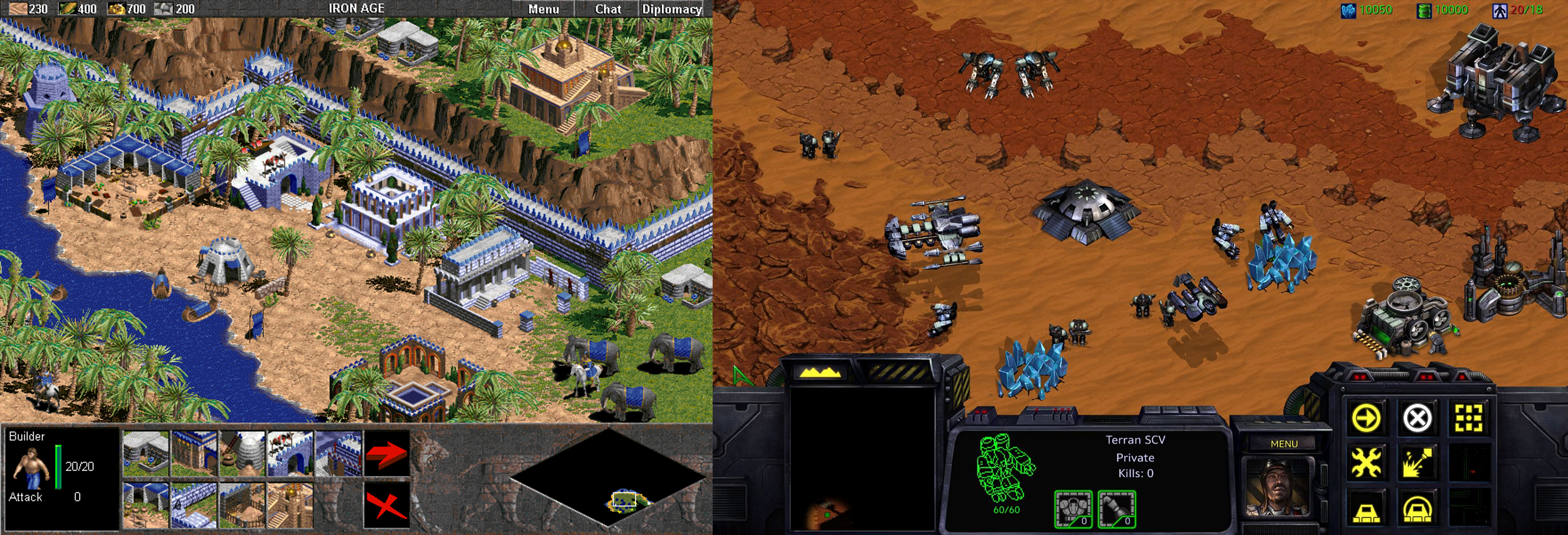Age of Empires (1997, left) and StarCraft (1998, right).