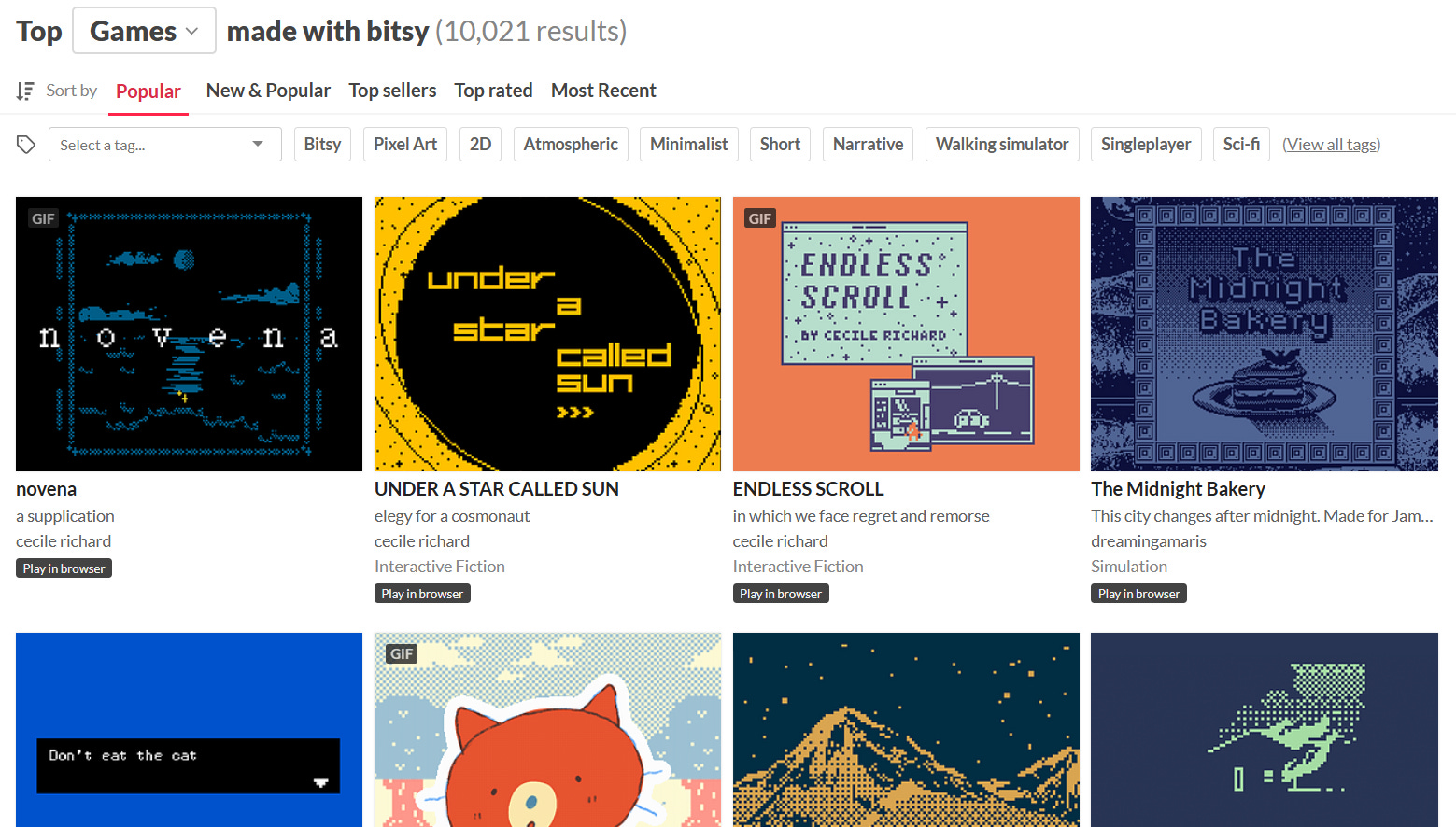 You can also explore games made with Bitsy on itch.io.