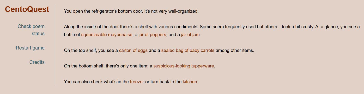 Taking a look inside the fridge in CentoQuest…