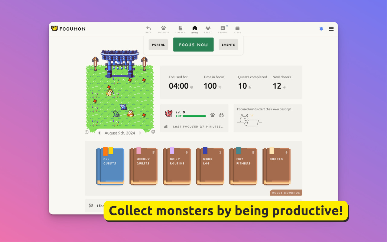 Focumon's Home page.