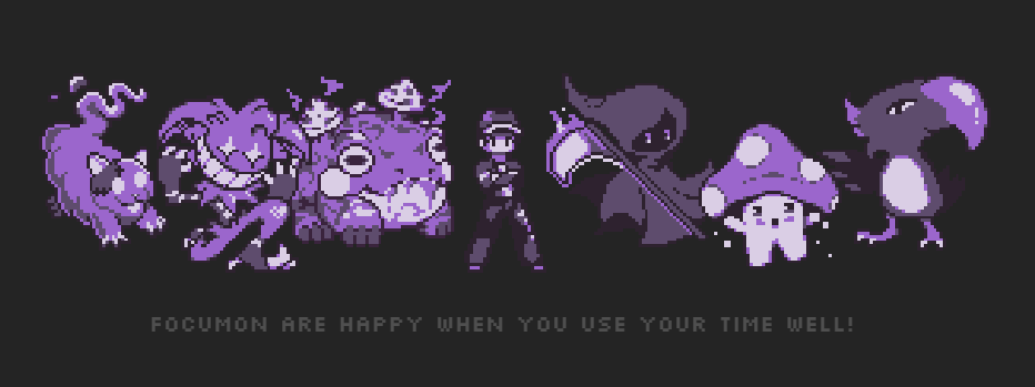 My current team on Focumon. Yes, you know me, I picked the purple, poisonous, ghost-like ones.