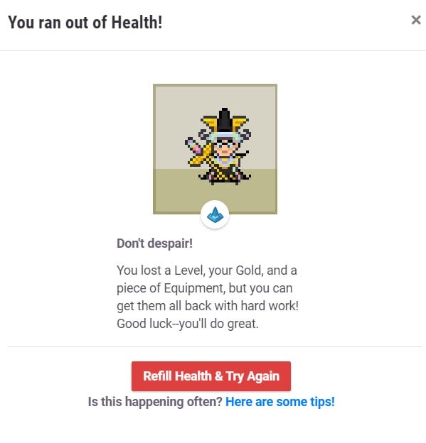 Habitica's most feared pop-up.