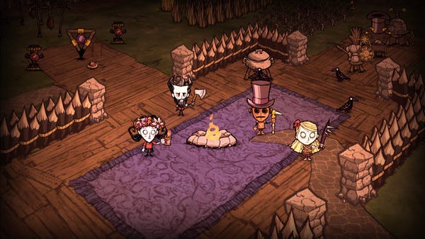 A rare calm moment in Don't Starve Together.